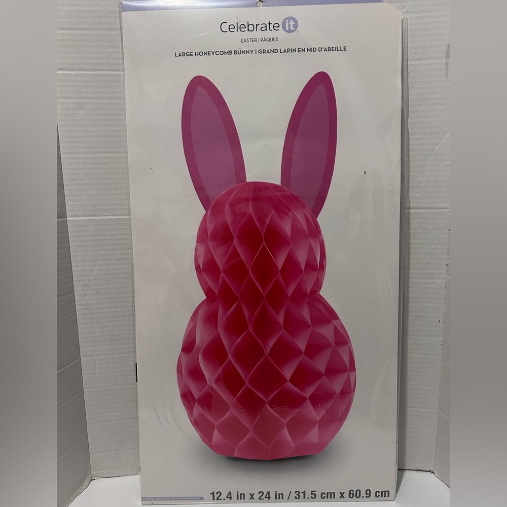 Celebrate it extra large pink HONEYCOMB BUNNY 12.4 in x 24 in
